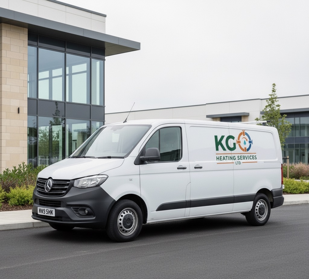 KG Heating Services engineer in van in London